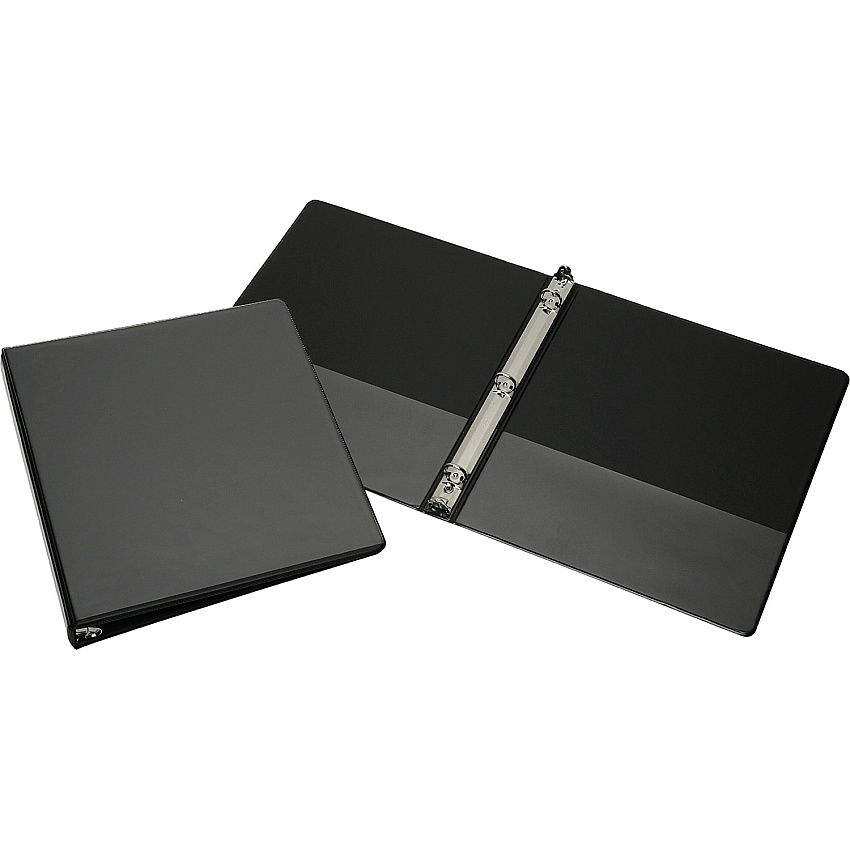 SKILCRAFT Faux Leather View Binder With Pockets 1/2" Binder Capacity - Letter - 8 1/2" x 11" Sheet Size - 3 x Round Ring Fastener(s) - Internal Pocket(s) - Faux Leather - Black - Embossed - 1 Each (7510012835274)