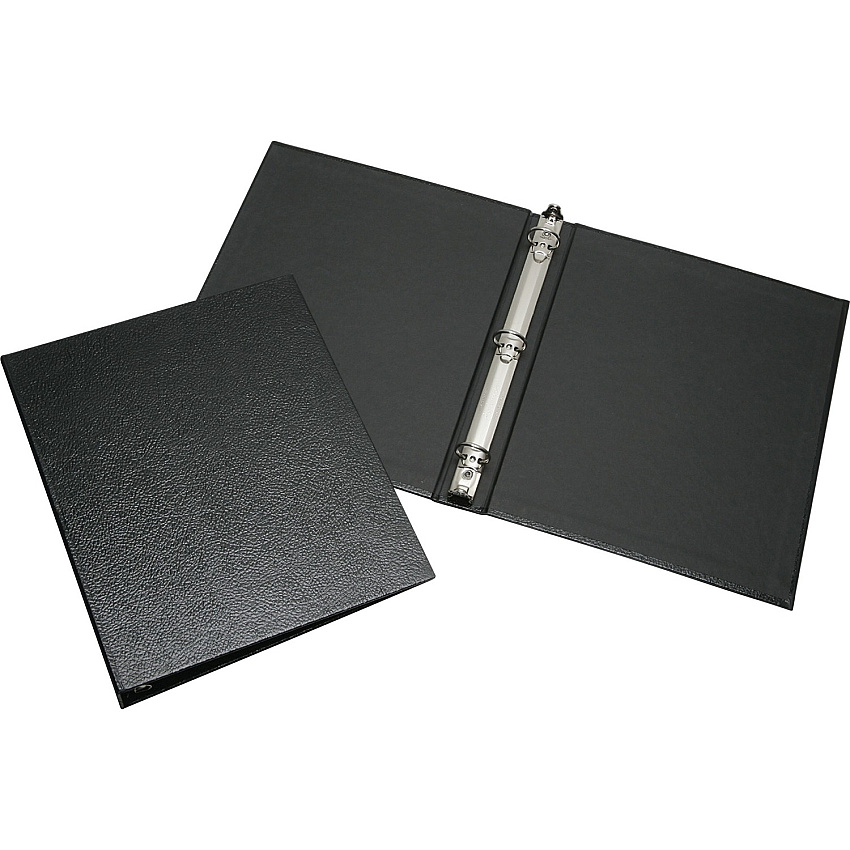 SKILCRAFT Leather Grain Ring Binder 1" Binder Capacity - Letter - 8 1/2" x 11" Sheet Size - 3 x Round Ring Fastener(s) - Internal Pocket(s) - Leather - Black - Recycled - 1 Each (7510002816180)