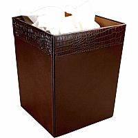 Dacasso Wastebasket Square - 12" Height x 9.5" Width x 9.5" Depth - Leather - 1 Each (A2003)