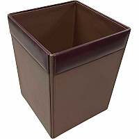 Dacasso Wastebasket Square - 12" Height x 9.5" Width x 9.5" Depth - Leather - 1 Each (A3003)