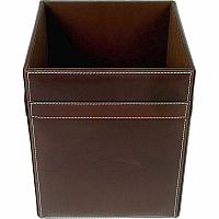 Dacasso Wastebasket Square - 12" Height x 9.5" Width x 9.5" Depth - Leather - Brown - 1 Each (A3203)
