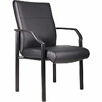 Boss LeatherPLUS Guest Chair Black Frame Color - Steel Frame Material - 1 Each (B689)