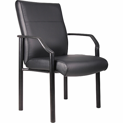 Boss LeatherPLUS Guest Chair Black Frame Color - Steel Frame Material - 1 Each (B689)
