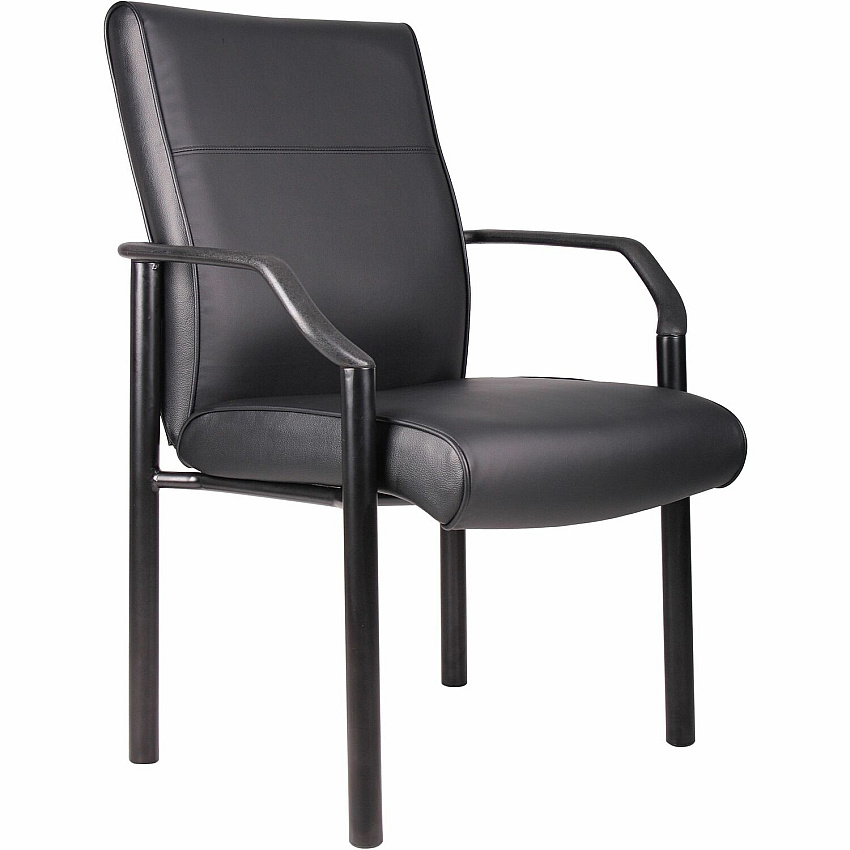 Boss LeatherPLUS Guest Chair Black Frame Color - Steel Frame Material - 1 Each (B689)