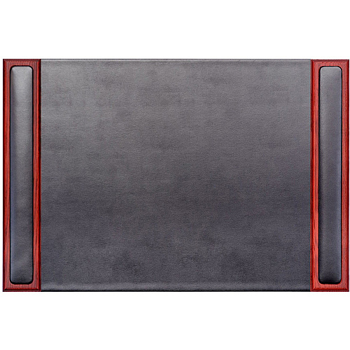 Dacasso Rosewood & Leather Side-Rail Desk Pad Rectangular - 25.5" Width x 17.25000" Depth - Felt Black Backing - Leather, Rosewood - 1 Each (P8002)