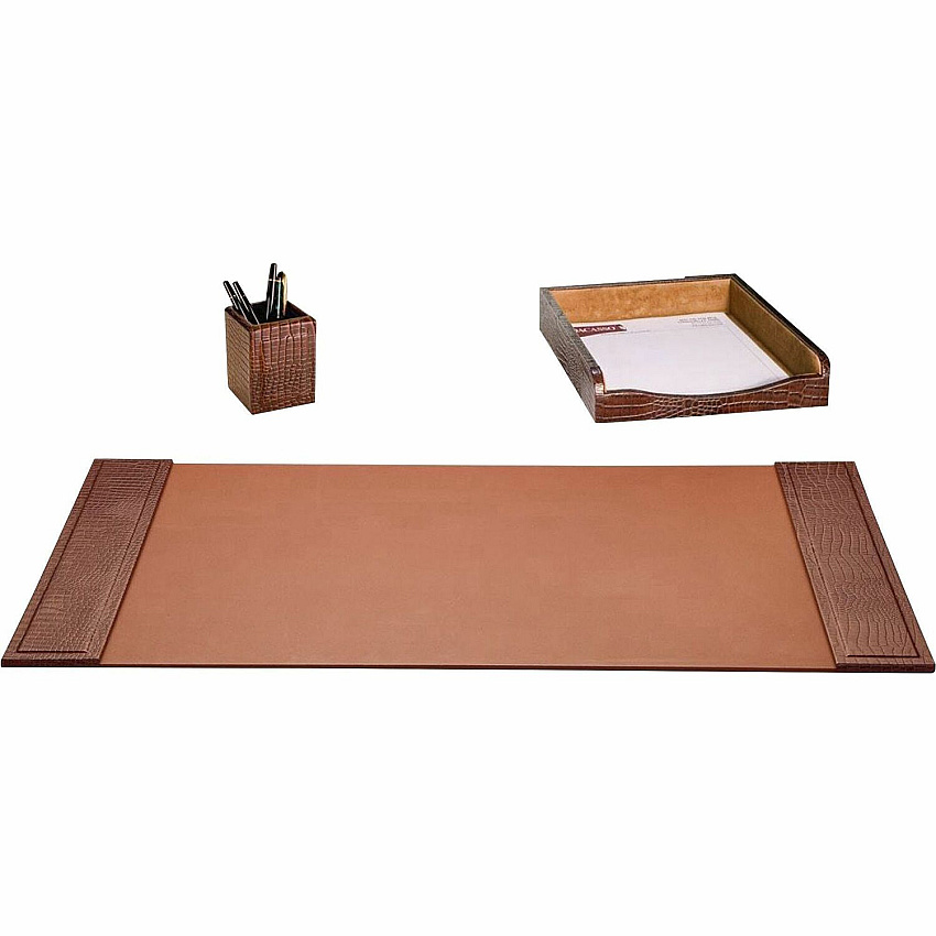 Dacasso Desk Pad Rectangular - 34" Width x 20" Depth - Leather - Brown - 1 Each (D2037)