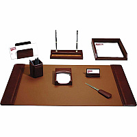 Dacasso Mocha Leather 8-Piece Desk Pad Kit 1 Each (D3012)