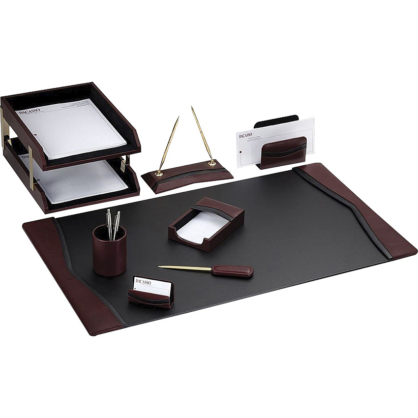 Dacasso Two-Toned Leather 10-Piece Desk Pad Kit 1 Each (D7020)