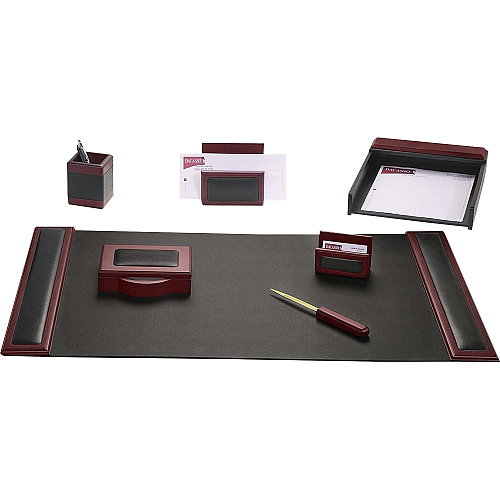 Dacasso Rosewood & Leather Desk Set 1 Each (D8004)