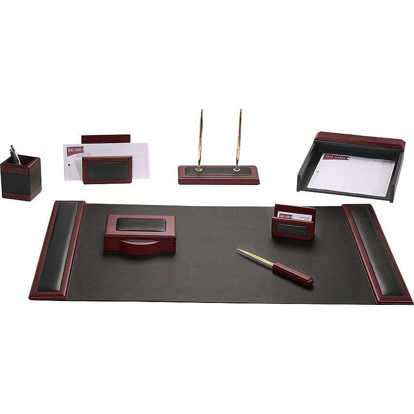 Dacasso Rosewood & Leather Desk Set 1 Each (D8012)