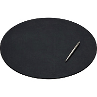 Dacasso Oval Conference Pad 17" Width x 14" Depth - Felt Backing - Leather - Black - 1 Each (P1014)