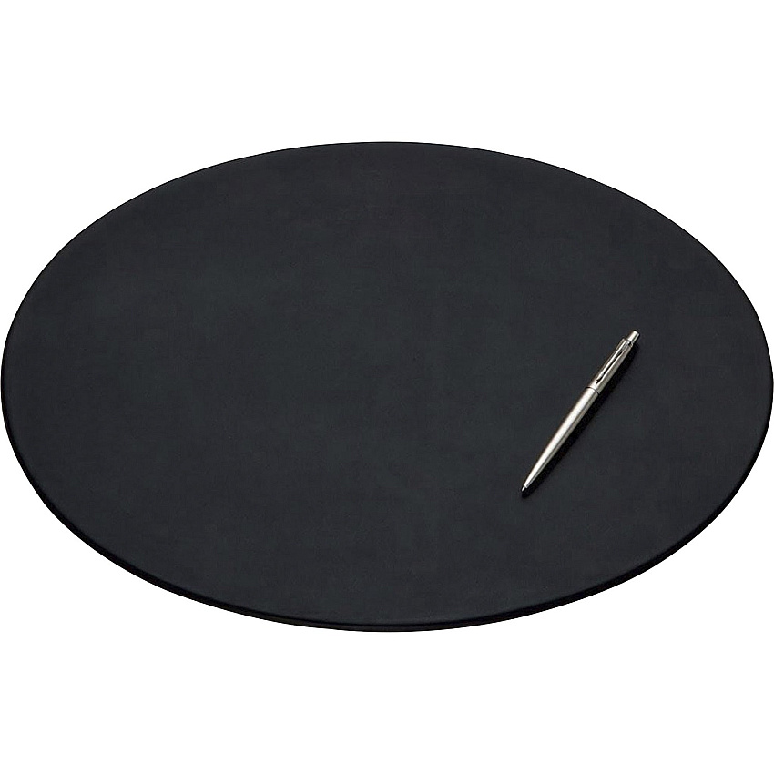 Dacasso Oval Conference Pad 17" Width x 14" Depth - Felt Backing - Leather - Black - 1 Each (P1014)