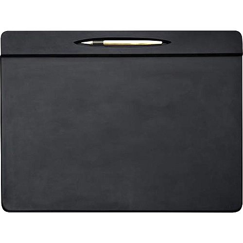 Dacasso Top Rail Pen Well Conference Pad Rectangular - 17" Width x 14" Depth - Felt Backing - Leather - Black - 1 Each (P1023)