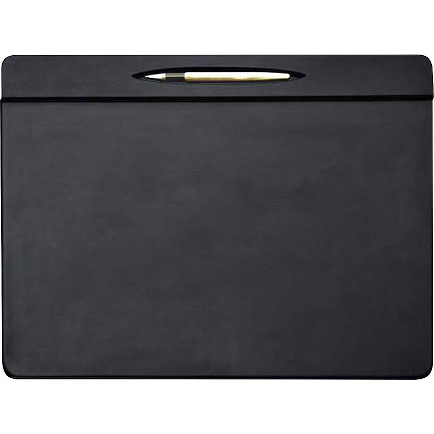 Dacasso Top Rail Pen Well Conference Pad Rectangular - 17" Width x 14" Depth - Felt Backing - Leather - Black - 1 Each (P1023)