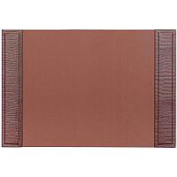 Dacasso Crocodile Embossed Side-Rail Desk Pad Rectangular - 22.5" Width x 17.25000" Depth - Felt Tan Backing - Top Grain Leather - Brown - 1 Each (P2002)