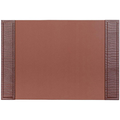 Dacasso Crocodile Embossed Side-Rail Desk Pad Rectangular - 22.5" Width x 17.25000" Depth - Felt Tan Backing - Top Grain Leather - Brown - 1 Each (P2002)
