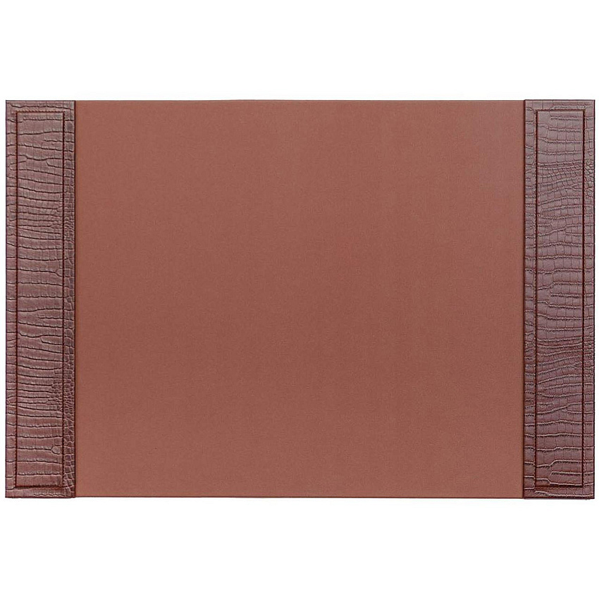 Dacasso Crocodile Embossed Side-Rail Desk Pad Rectangular - 22.5" Width x 17.25000" Depth - Felt Tan Backing - Top Grain Leather - Brown - 1 Each (P2002)