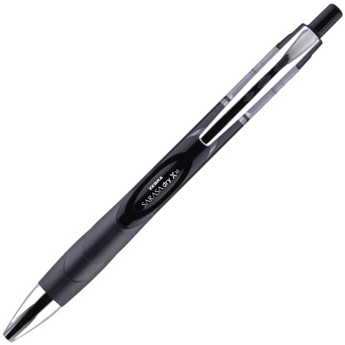 Zebra Sarasa Dry Gel X30 Retractable Gel Pen, Medium 0.7mm, Black Ink/Barrel, Dozen (47110)