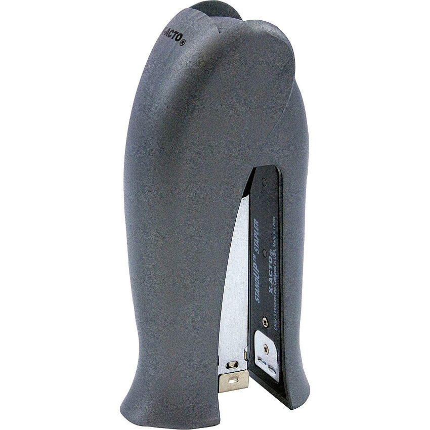 X-ACTO Boston Squeeze Stand Up Stapler Clamshell 12 Sheets Capacity - Half Strip - Assorted, Charcoal (73062)
