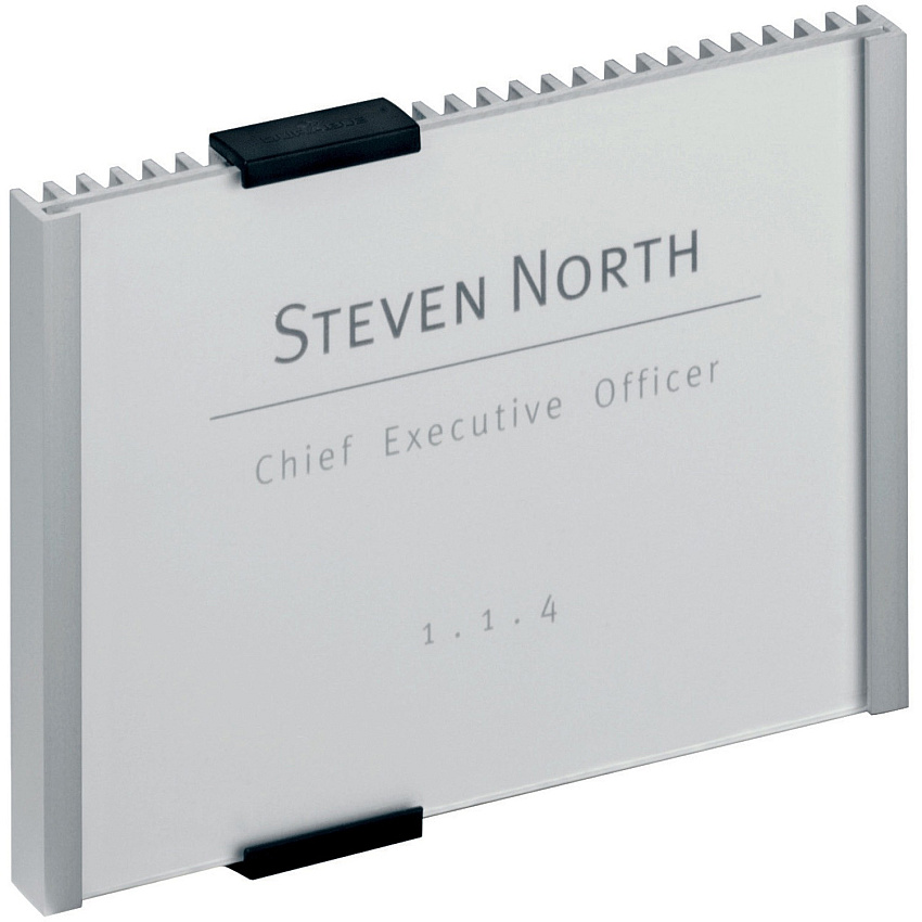 DURABLE&reg; Wall Mounted INFO SIGN 5.9" Width x 4.2" Height - Rectangular Shape - Wall Mountable, Door-mountable - Anti-glare - Indoor - Acrylic, Aluminum - Silver - 1 Each (480123)