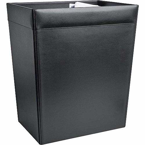 Dacasso Classic Waste Basket 8 gal Capacity - Square - Top Grain Leather - Black - 1 Each (A1032)