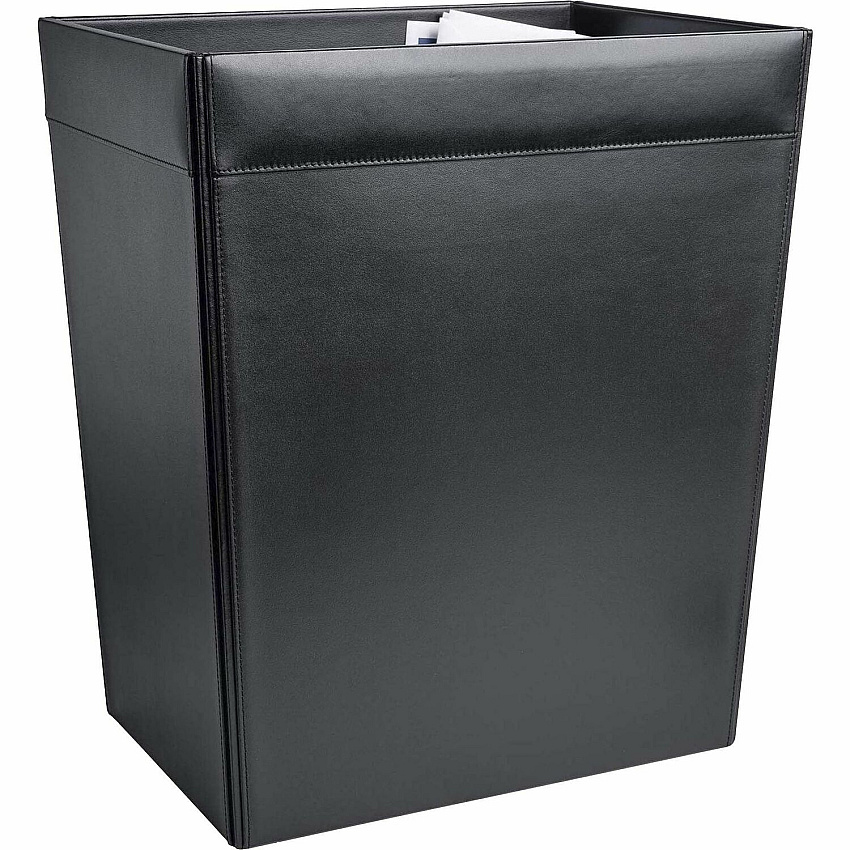 Dacasso Classic Waste Basket 8 gal Capacity - Square - Top Grain Leather - Black - 1 Each (A1032)