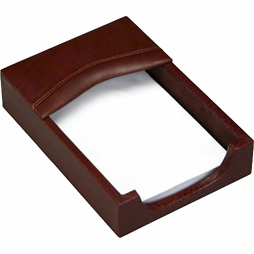 Dacasso Memo Holder 1.4" Height x 4.8" Width x 6.8" Length - Leather - Mocha - 1 Each (A3009)