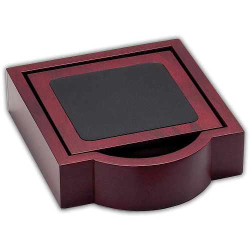 Dacasso Rosewood & Leather Coaster Set 4 Coaster of 4" Length x 4" Width - Square - Black - Leather - 1Each - 1 Each (A8045)