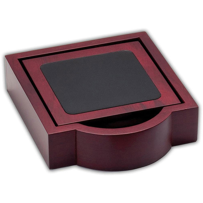 Dacasso Rosewood & Leather Coaster Set 4 Coaster of 4" Length x 4" Width - Square - Black - Leather - 1Each - 1 Each (A8045)