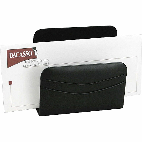 Dacasso Letter Holder 5" Height x 2.3" Width x 5.5" Length - Leather - Black - 1 Each (A1008)
