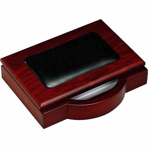 Dacasso Rosewood & Leather Memo Holder Leather, Wood - Black - 1 Each (A8009)