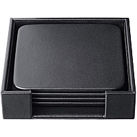 Dacasso Leather Coasters - Set of 4 Square with Holder Square - Black - Top Grain Leather, Felt - 1Each - 1 Each (A1081)