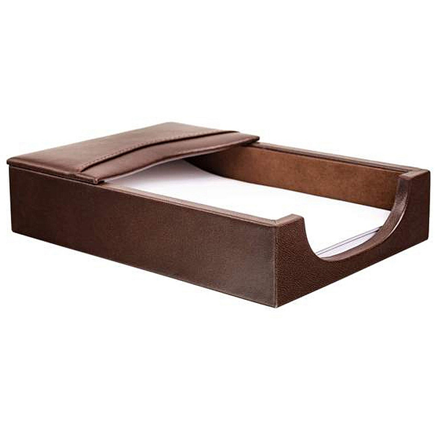 Dacasso Leather Memo Holder 4" Height x 6" Width - Leather - Brown - 1 Each (A3409)