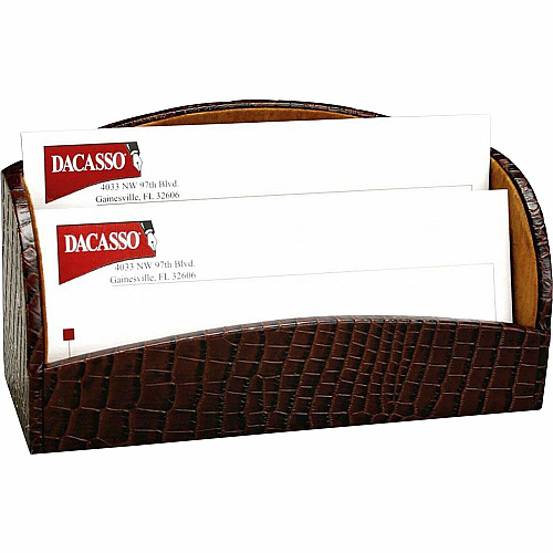 Dacasso Letter Holder with 2 Slots Leather - Brown - 1 Each (A2008)