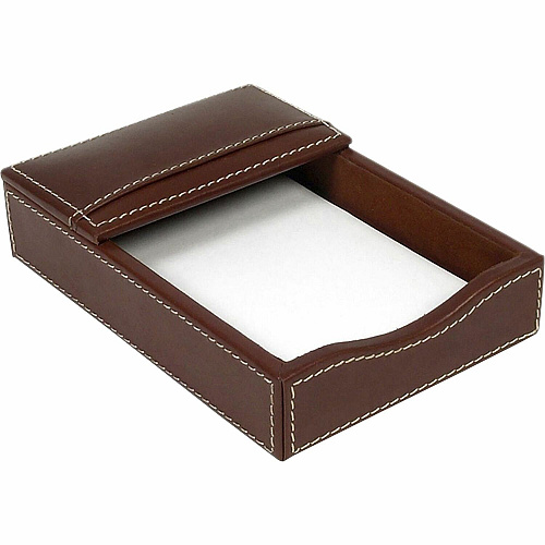 Dacasso Rustic Leather Double Legal-Size Trays 1.8" Height x 4.8" Width x 7" Depth - Leather - Brown - 1 Each (A3209)