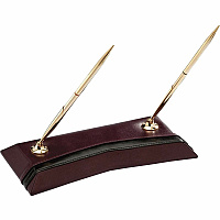 Dacasso Double Pen Stand Leather - Burgundy - 1 Each (A7004)