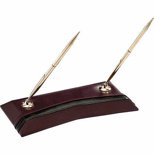 Dacasso Double Pen Stand Leather - Burgundy - 1 Each (A7004)