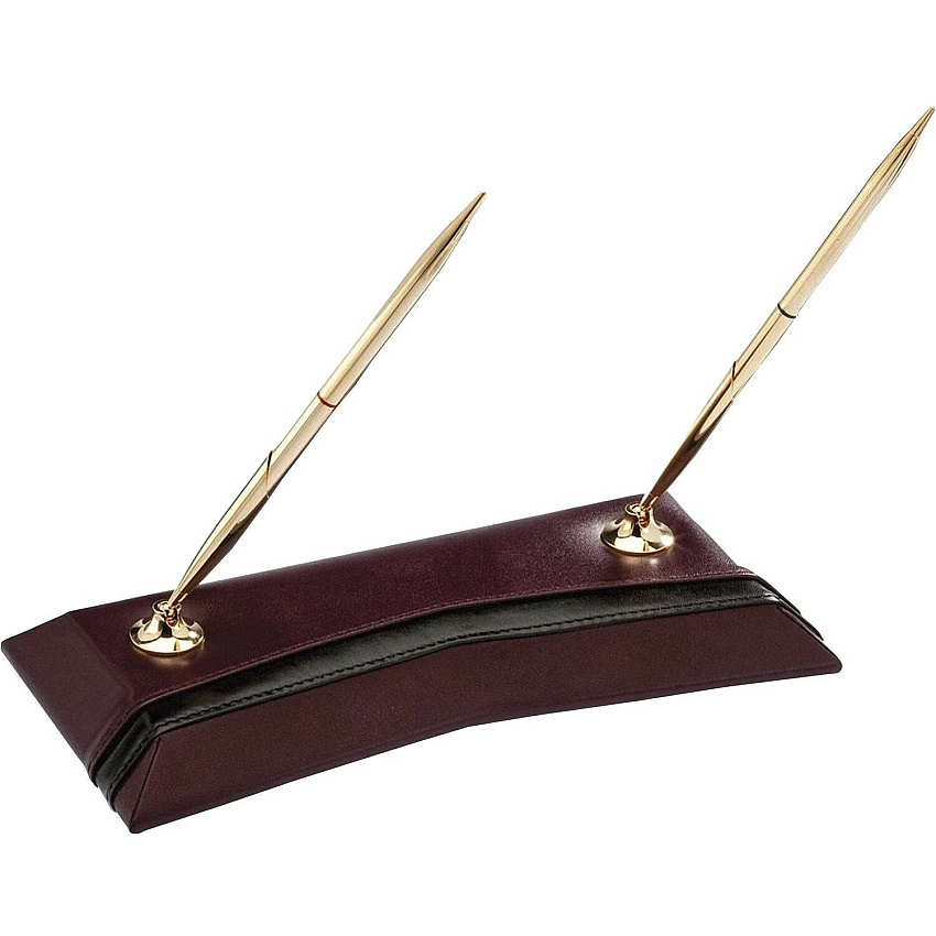 Dacasso Double Pen Stand Leather - Burgundy - 1 Each (A7004)