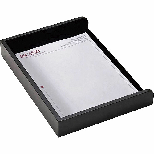 Dacasso Letter Tray 2" Height x 10.50" Width x 13.75" Length - Desktop - Black - Leather - 1 Each (A1068)