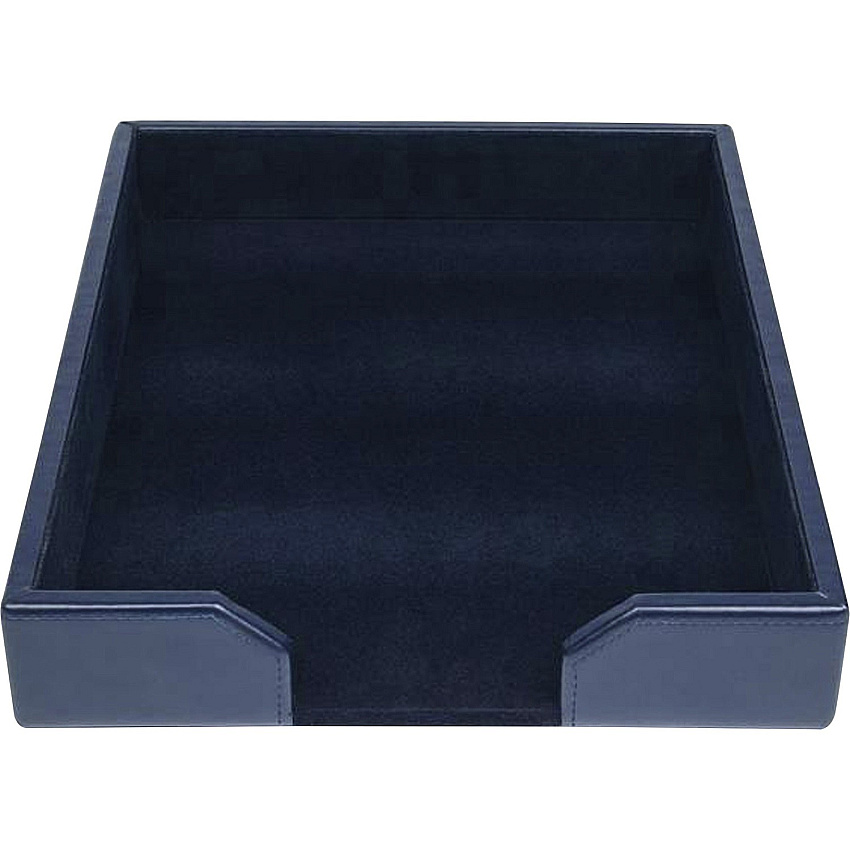 Dacasso Desk Tray with Lid Blue - Leather - 1 Each (A5001)