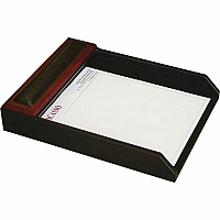 Dacasso Rosewood Letter Tray 2" Height x 10.50" Width x 13.75" Length - Desktop - Black - Wood, Leather - 1 Each (A8001)