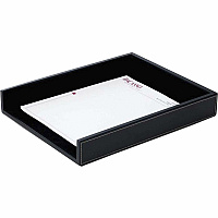 Dacasso Single Front Load Tray 2" Height x 10.60" Width x 13.75" Length - Desktop - Black - Leather - 1 Each (A1201)
