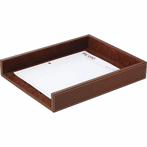 Dacasso Single Front Load Letter Tray 2" Height x 10.60" Width x 13.75" Length - Desktop - Brown - Leather - 1 Each (A3201)