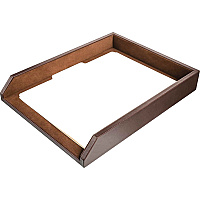 Dacasso Single Front Load Tray 2" Height x 10.50" Width x 13.75" Length - Desktop - Chocolate - Leather - 1 Each (A3401)