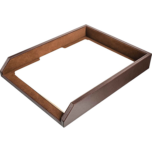 Dacasso Single Front Load Tray 2" Height x 10.50" Width x 13.75" Length - Desktop - Chocolate - Leather - 1 Each (A3401)