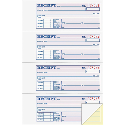 Adams Money/Rent Receipt Book 200 Sheet(s) - Tape Bound - 2 Part - Carbonless Copy - 7.62" x 11" Sheet Size - White - 1 Each (DC1182)