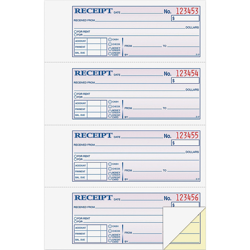 Adams Money/Rent Receipt Book 200 Sheet(s) - Tape Bound - 2 Part - Carbonless Copy - 7.62" x 11" Sheet Size - White - 1 Each (DC1182)