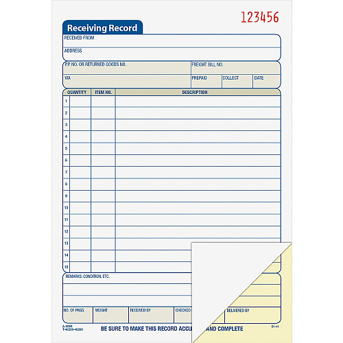 Adams Carbonless Receiving Record Book 50 Sheet(s) - 2 Part - Carbonless Copy - 5.56" x 8.43" Sheet Size - White - 1 Each (DC5089)