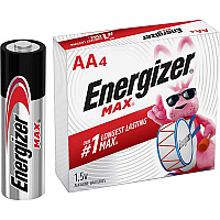 Energizer Max Alkaline AA Batteries For Multipurpose, Digital Camera, Toy - AA - 1.5 V DC - 4 / Pack (E91)
