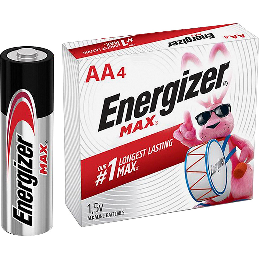 Energizer Max Alkaline AA Batteries For Multipurpose, Digital Camera, Toy - AA - 1.5 V DC - 4 / Pack (E91)